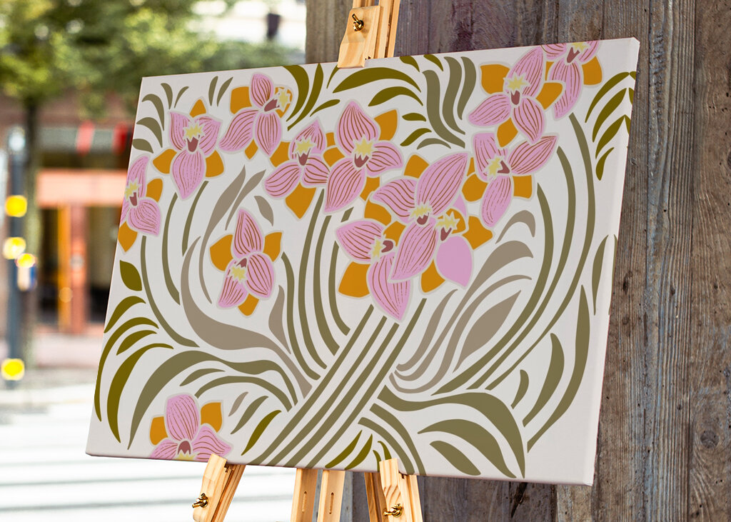 Orange and Pink Floral Pattern