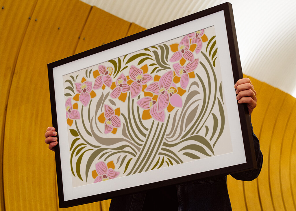 Orange and Pink Floral Pattern