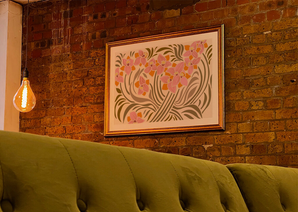 Orange and Pink Floral Pattern