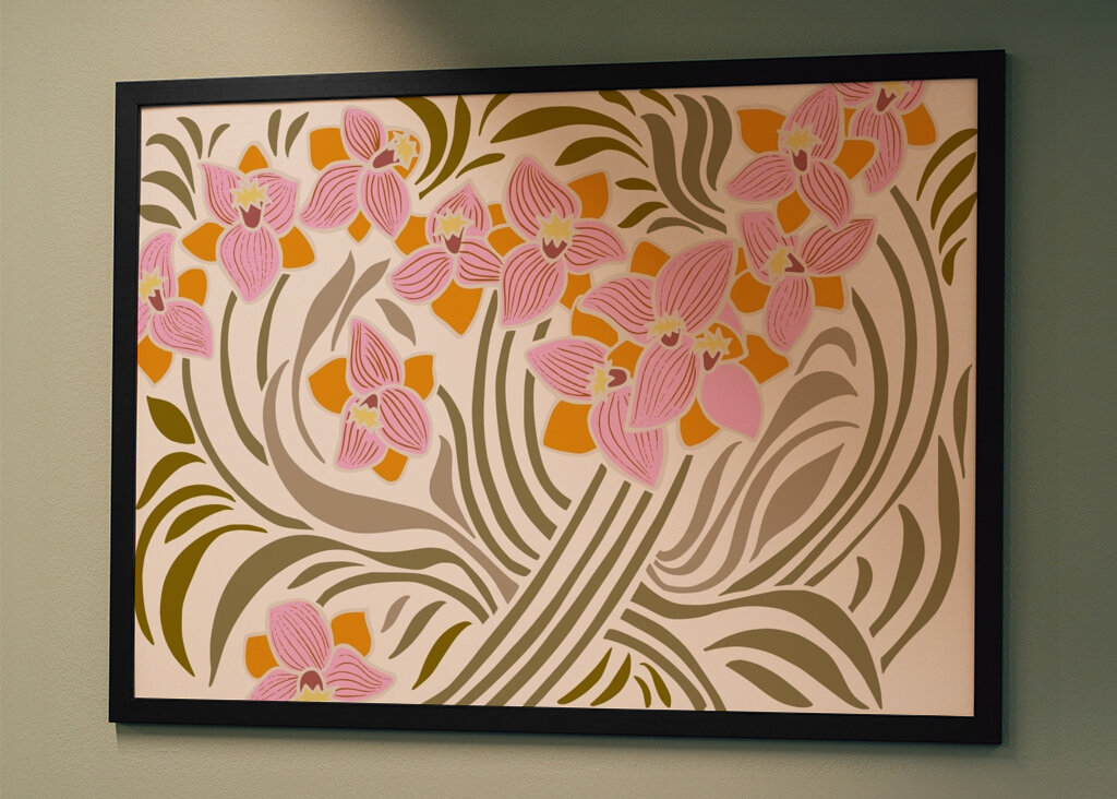 Orange and Pink Floral Pattern