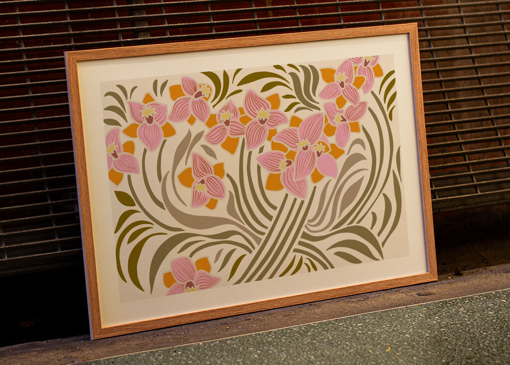 Orange and Pink Floral Pattern