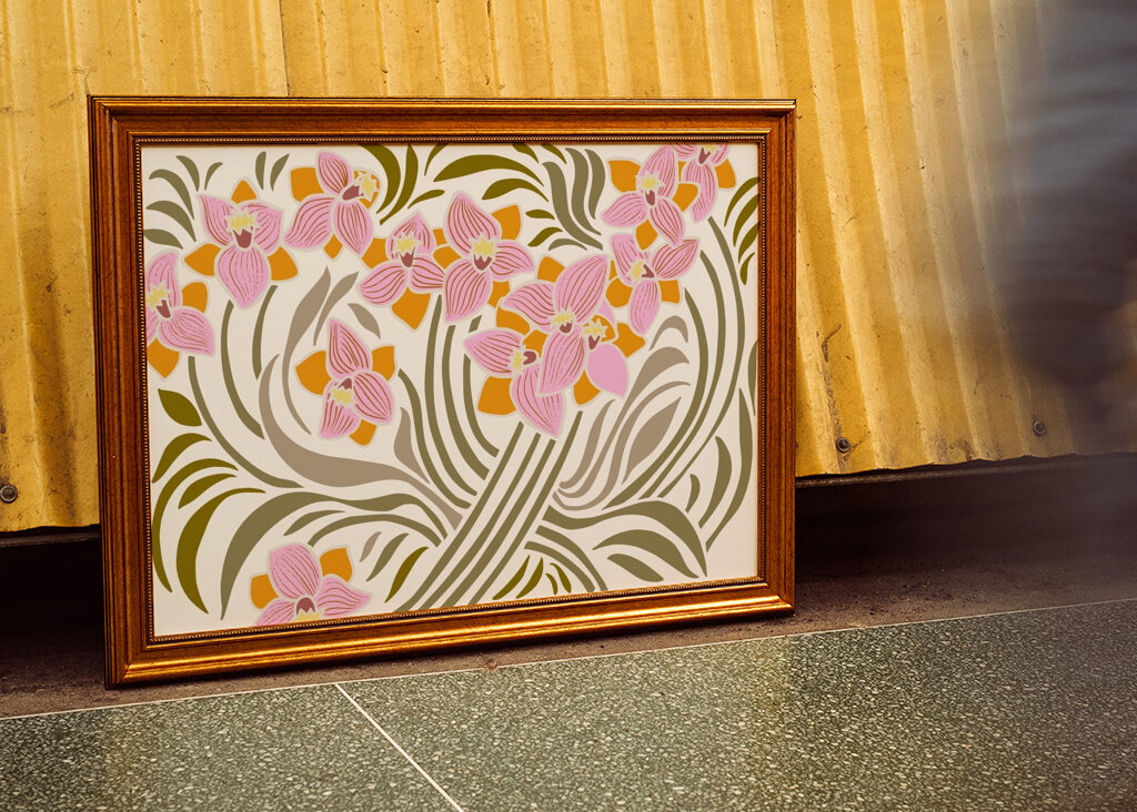 Orange and Pink Floral Pattern