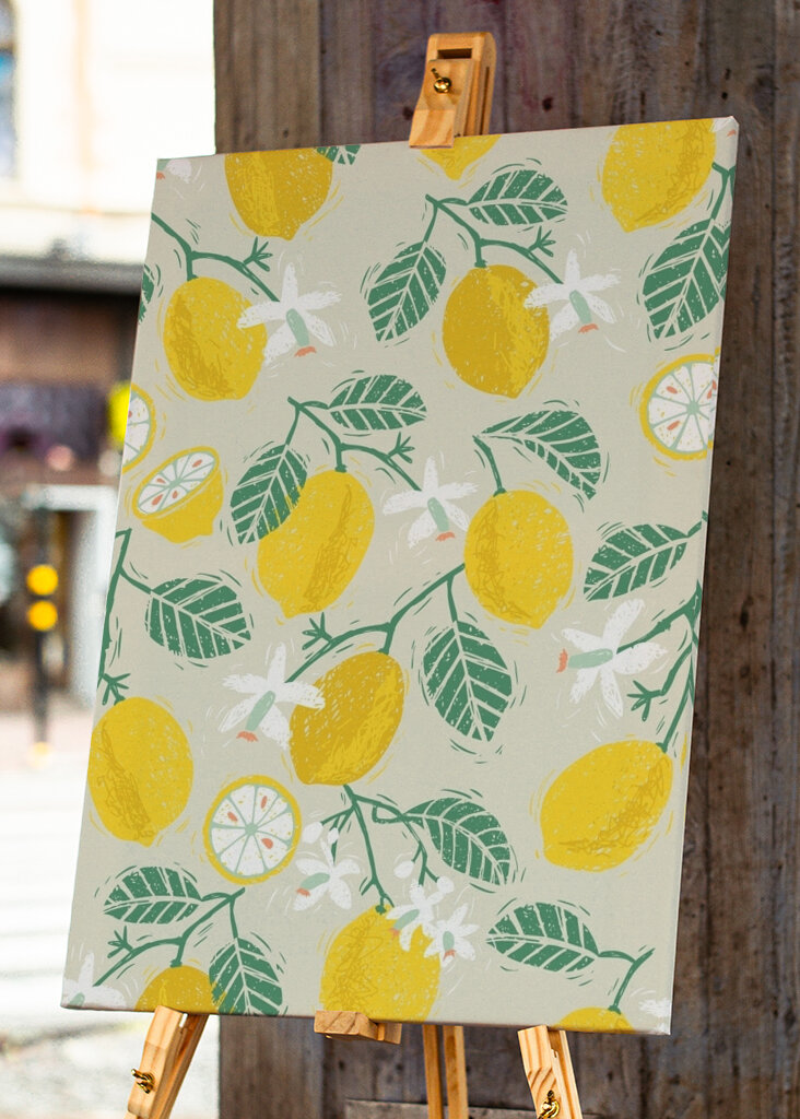 Yellow Lemon and Green Leaves