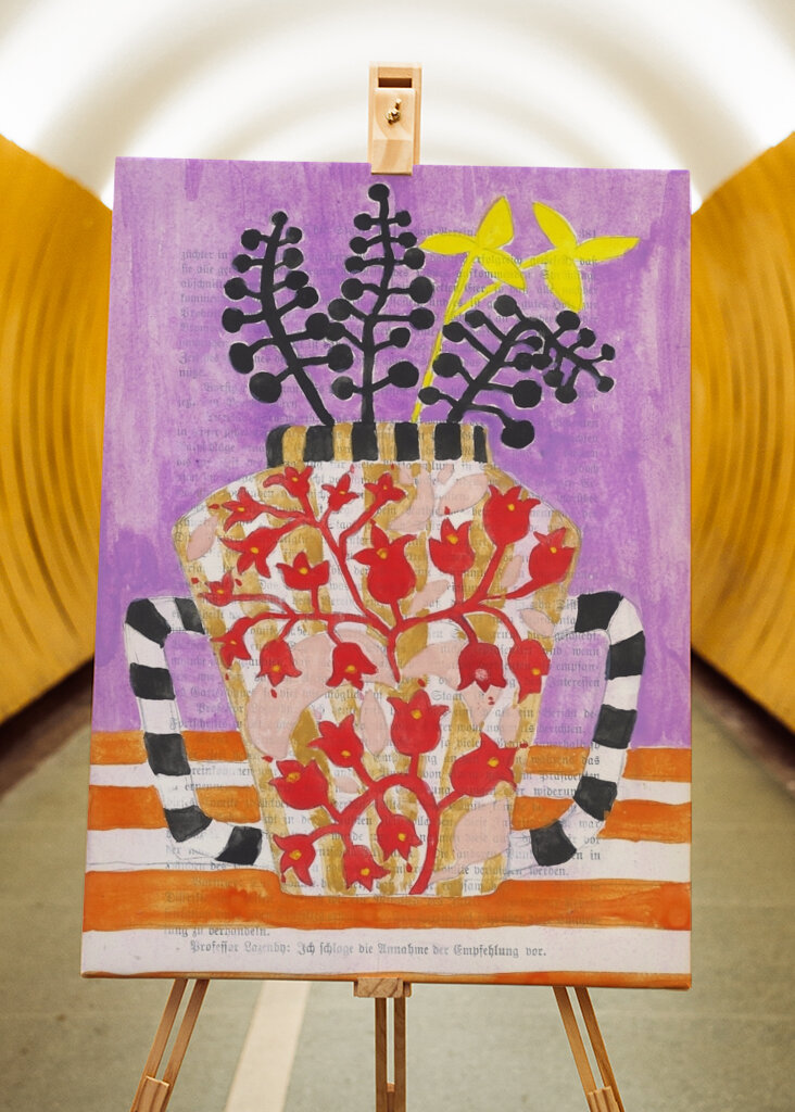 Colorful Vase With Abstract Floral Patterns