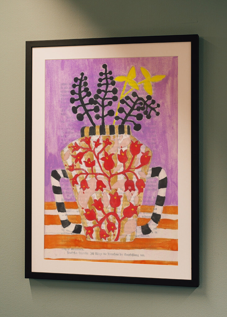 Colorful Vase With Abstract Floral Patterns