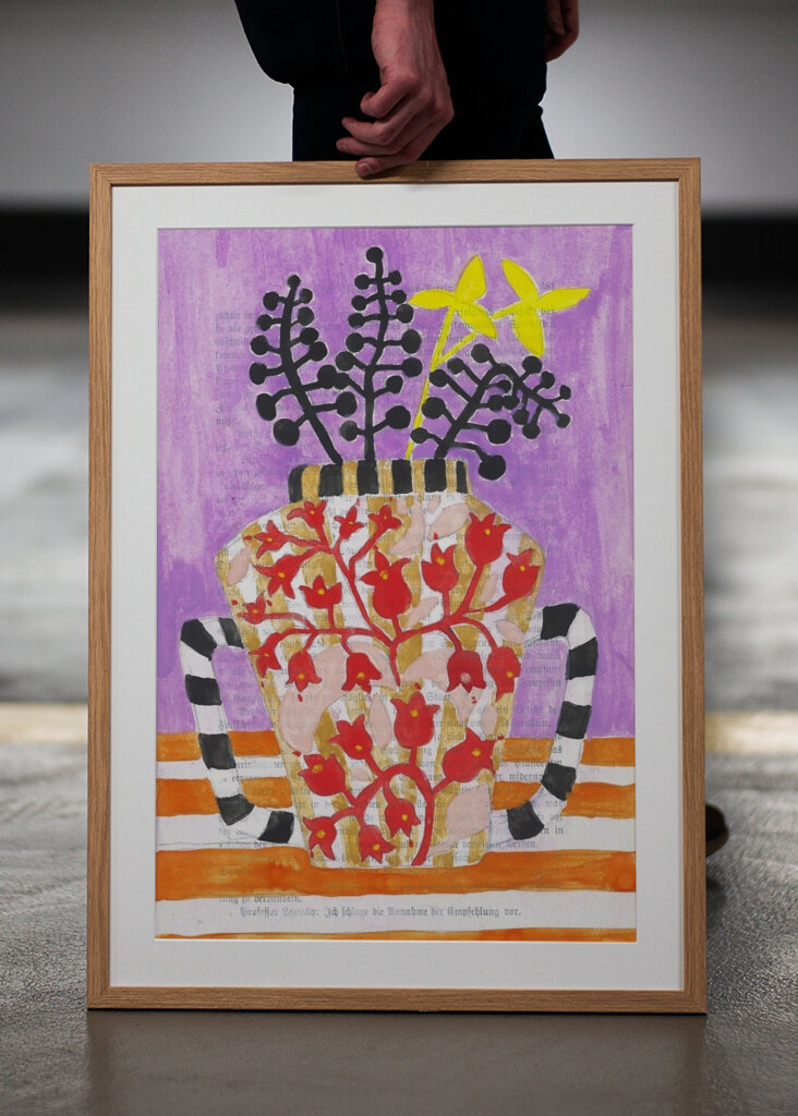 Colorful Vase With Abstract Floral Patterns