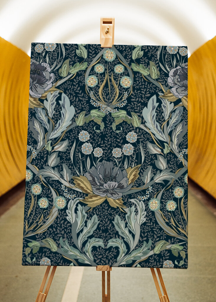 Floral Heritage Morris moonshine blue pattern