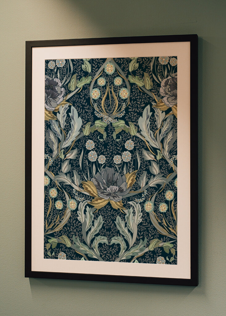 Floral Heritage Morris moonshine blue pattern