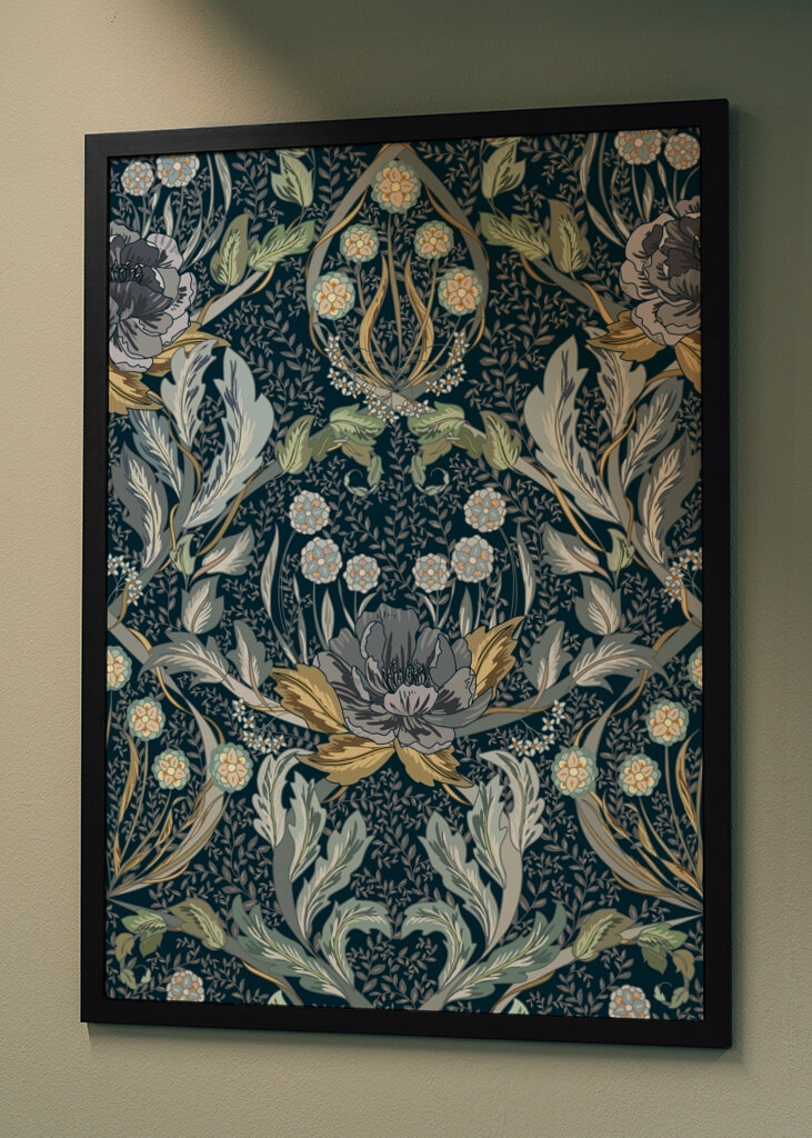 Floral Heritage Morris moonshine blue pattern