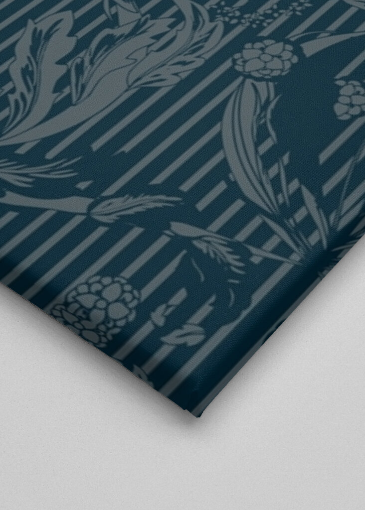 Floral Heritage Morris monochrome stripes moonshine blue pattern