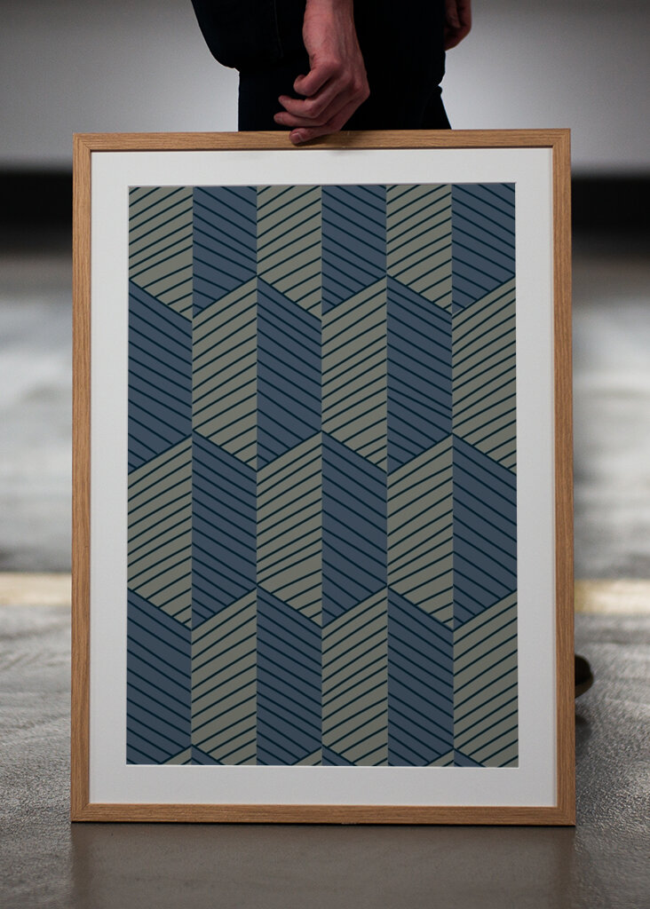 Geometric Pattern with Repeating Rhombus Shapes