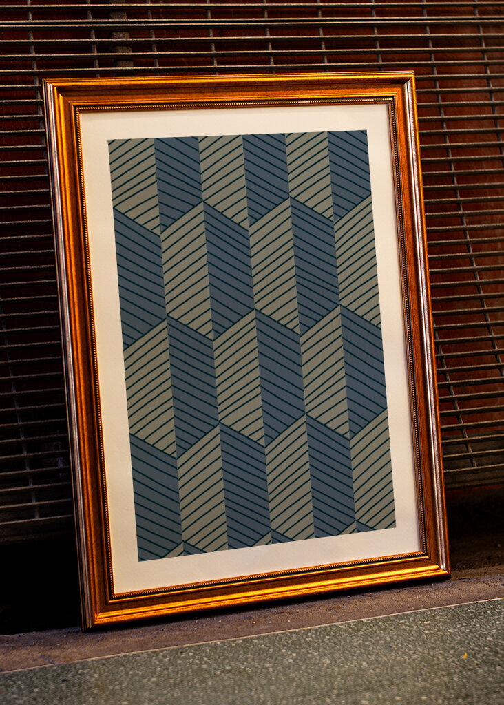 Geometric Pattern with Repeating Rhombus Shapes