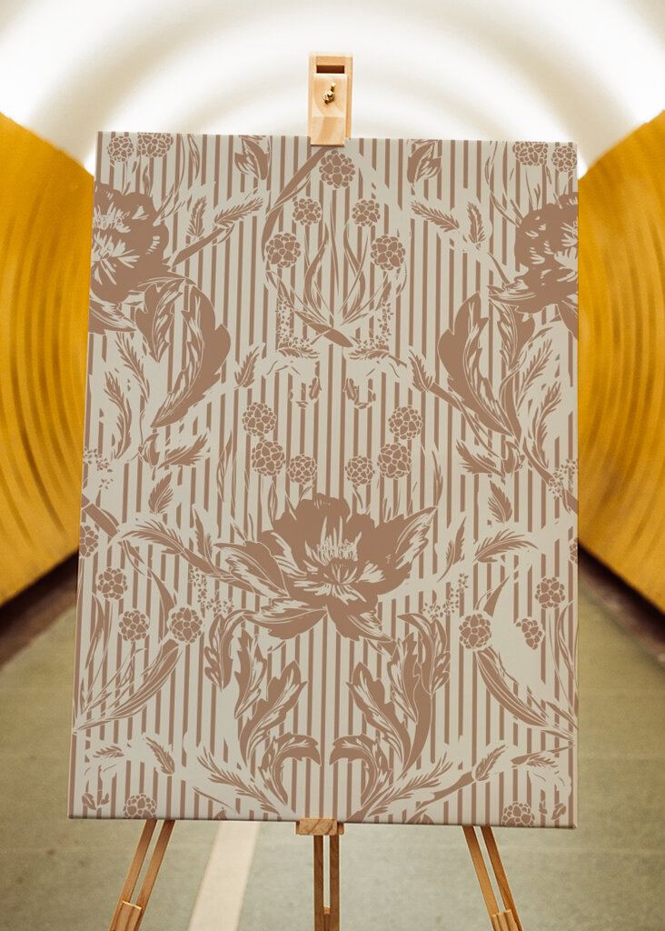 Floral Heritage Morris monochrome stripes mocha mousse pattern