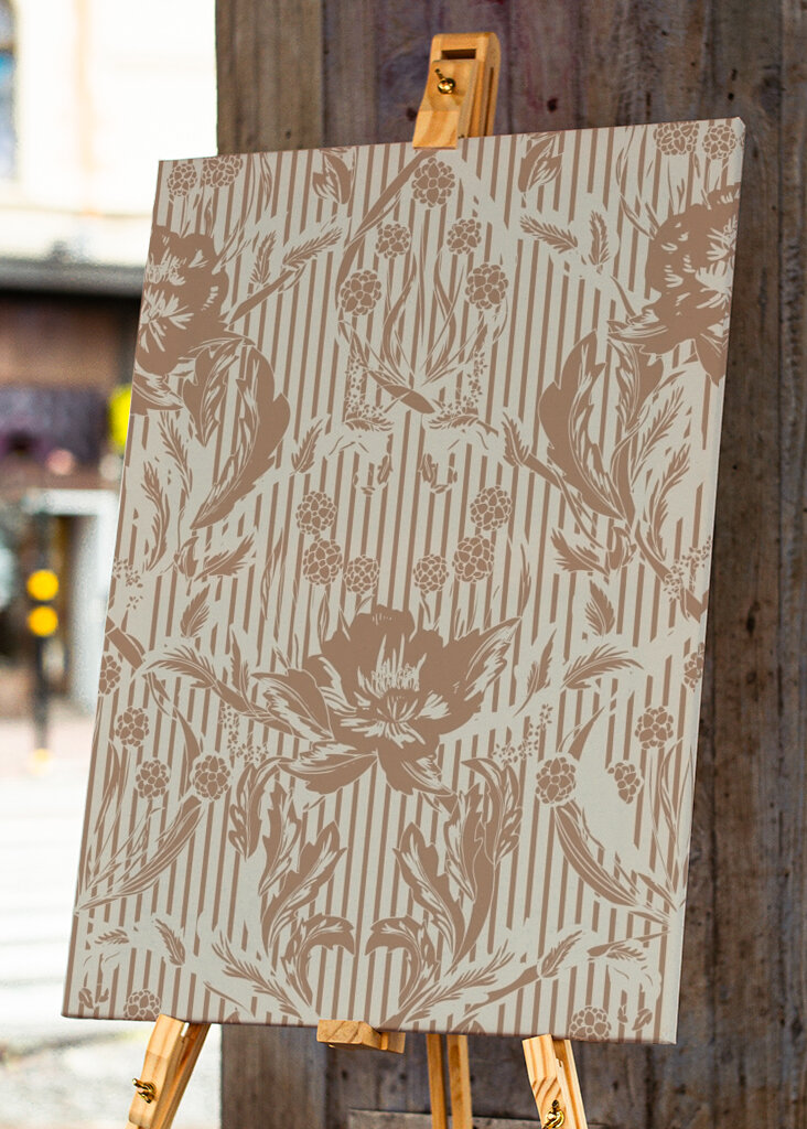 Floral Heritage Morris monochrome stripes mocha mousse pattern