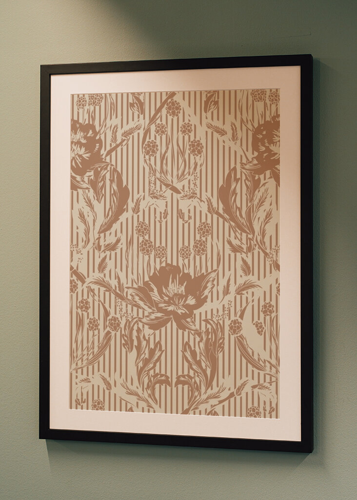 Floral Heritage Morris monochrome stripes mocha mousse pattern