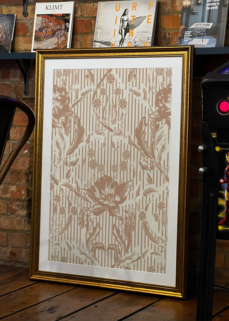 Floral Heritage Morris monochrome stripes mocha mousse pattern