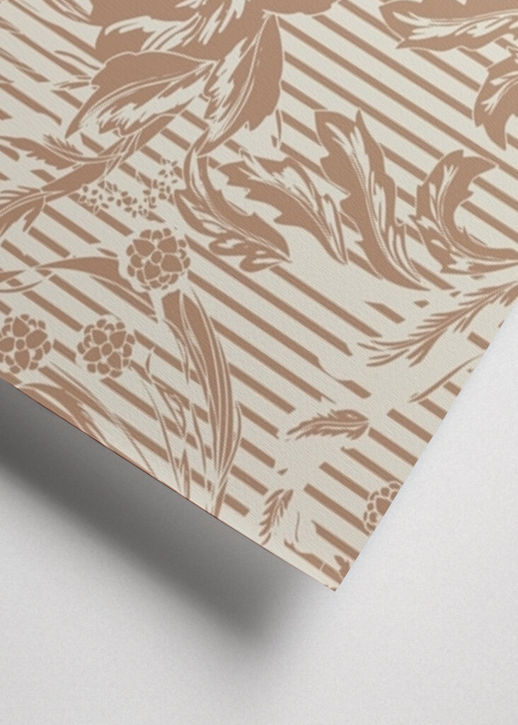 Floral Heritage Morris monochrome stripes mocha mousse pattern