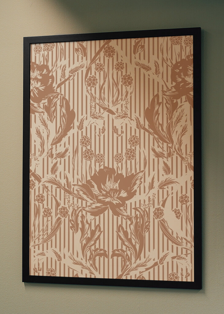 Floral Heritage Morris monochrome stripes mocha mousse pattern