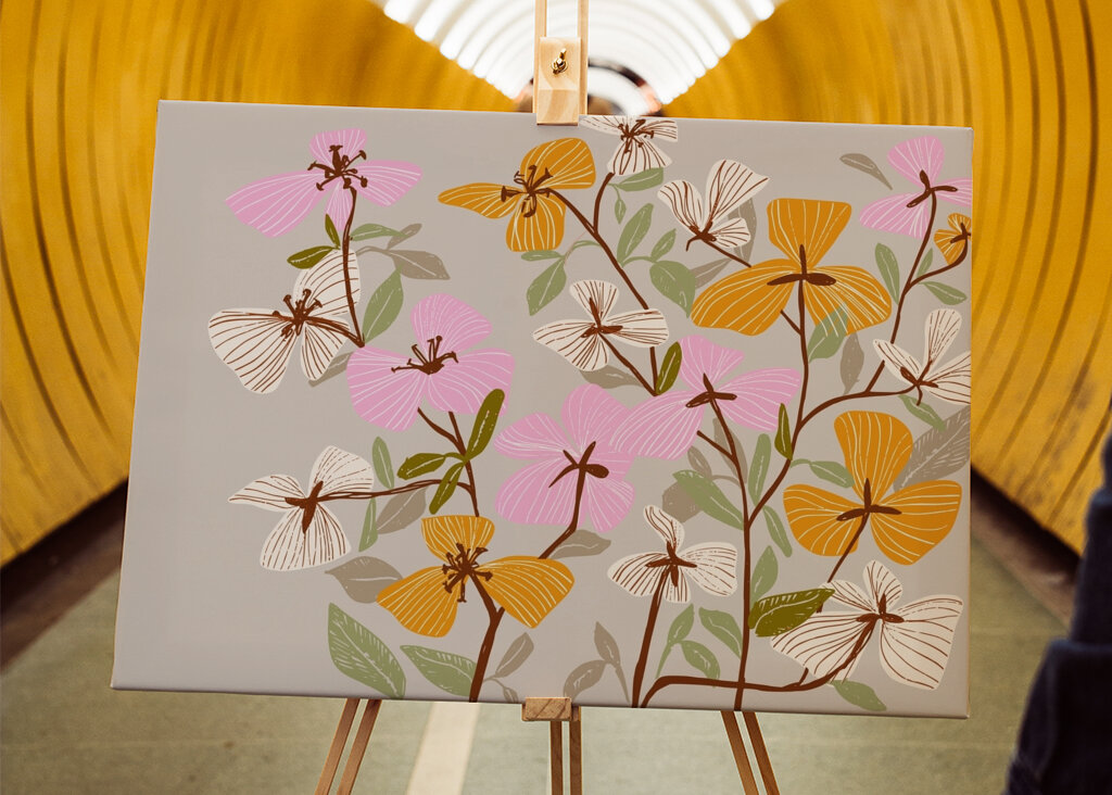 Orange and Pink Floral Pattern