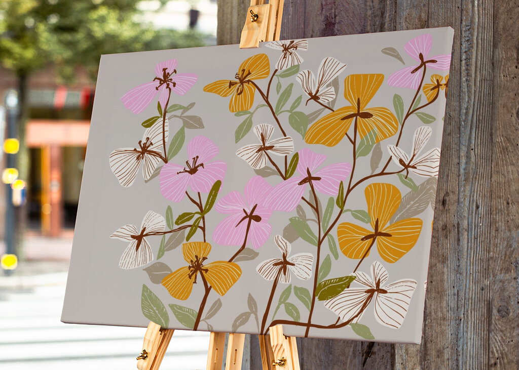 Orange and Pink Floral Pattern