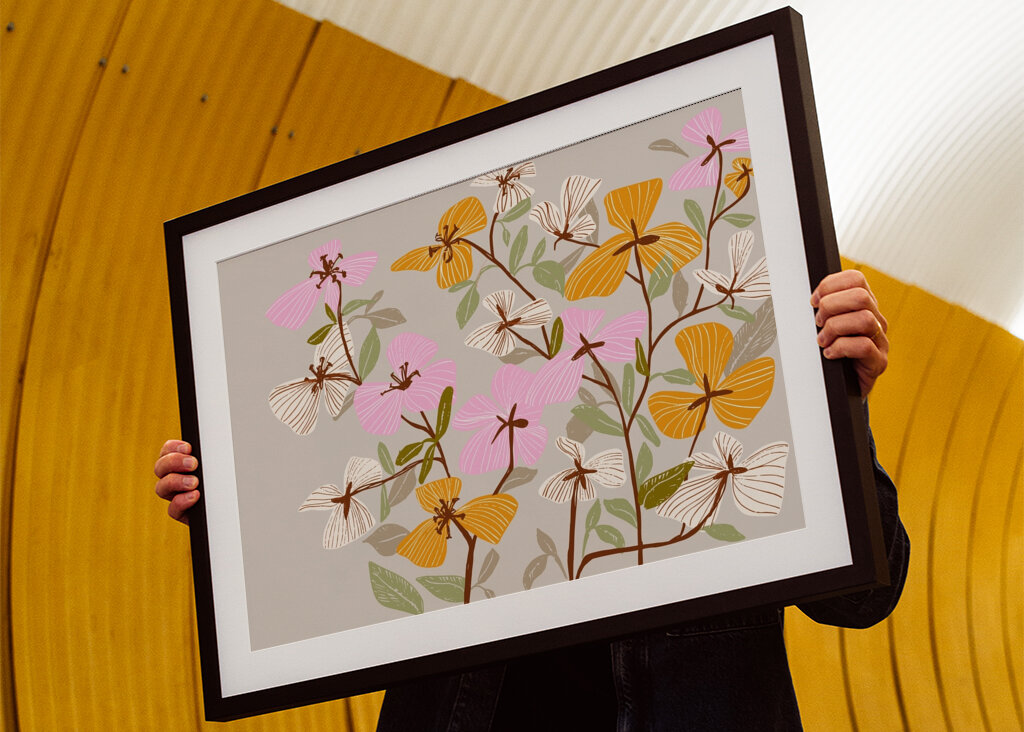 Orange and Pink Floral Pattern