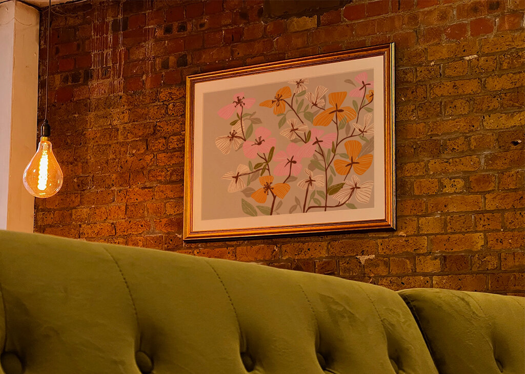 Orange and Pink Floral Pattern