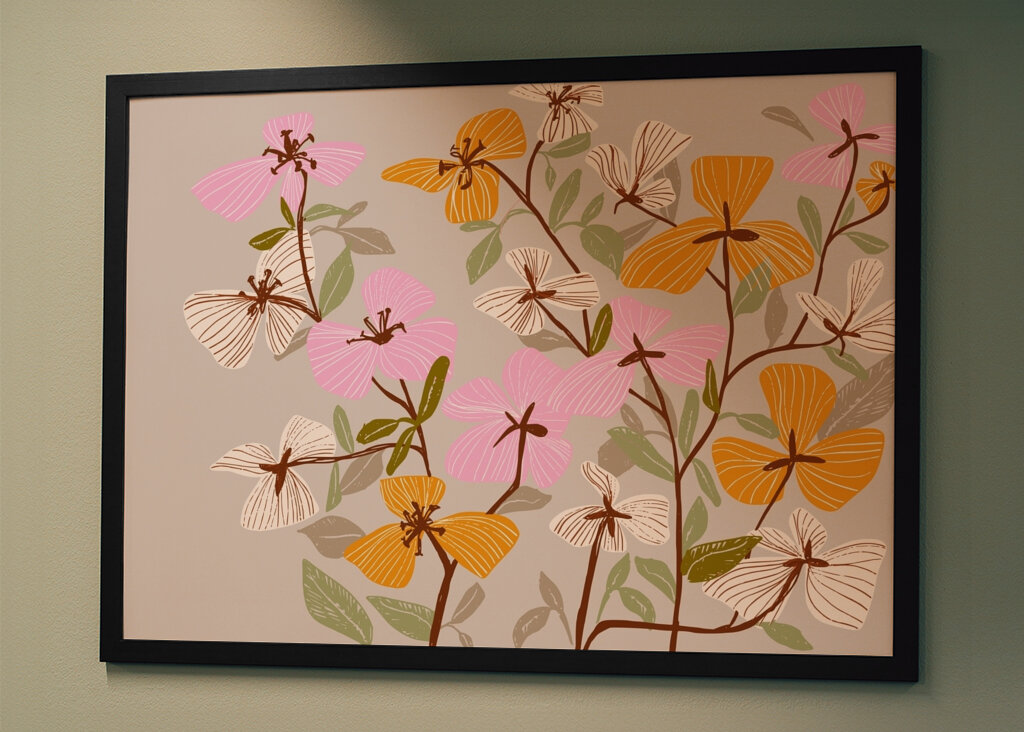 Orange and Pink Floral Pattern