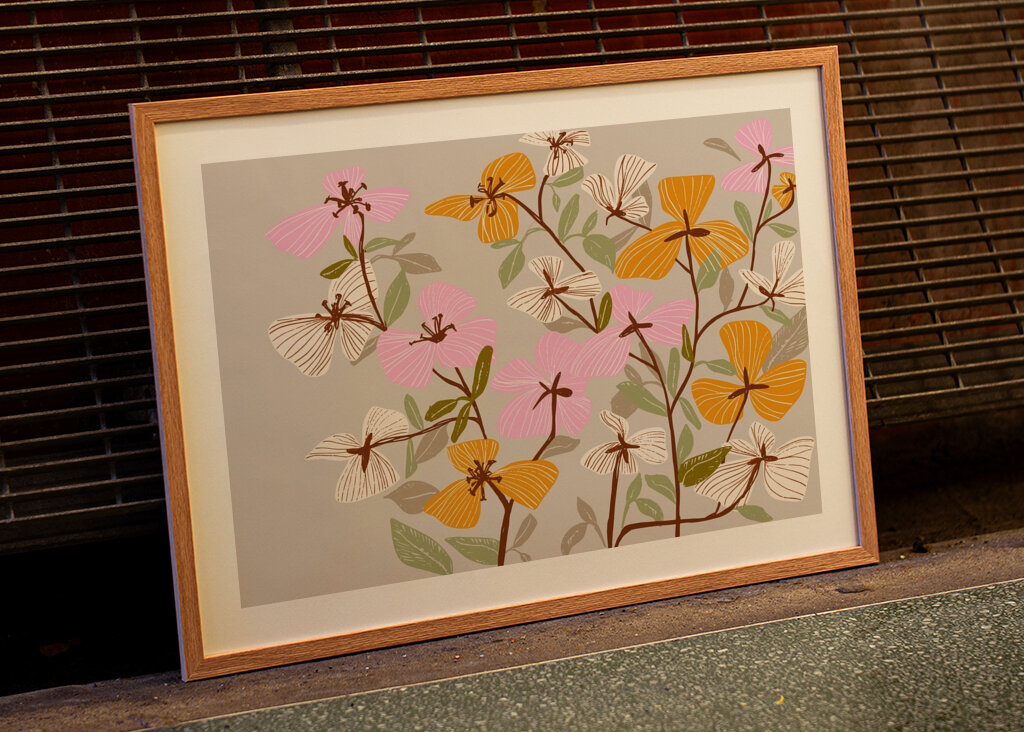 Orange and Pink Floral Pattern