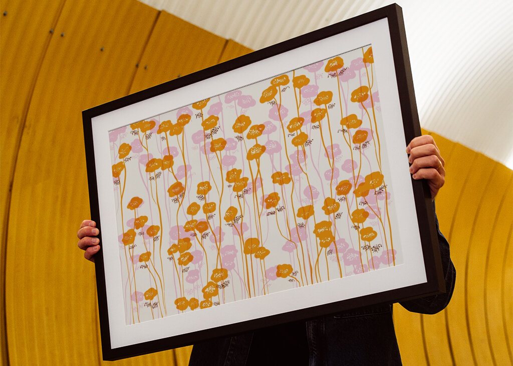 Orange and Pink Floral Pattern