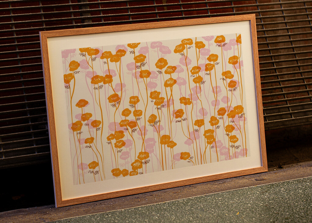 Orange and Pink Floral Pattern