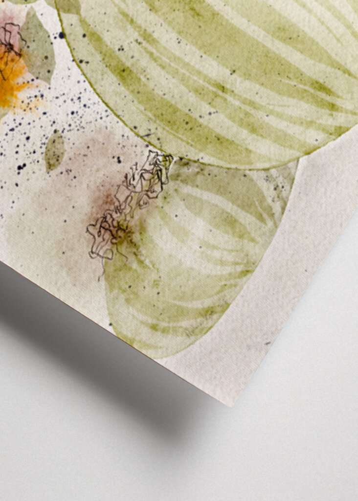 Orange and Yellow Flowers in a Striped Vase