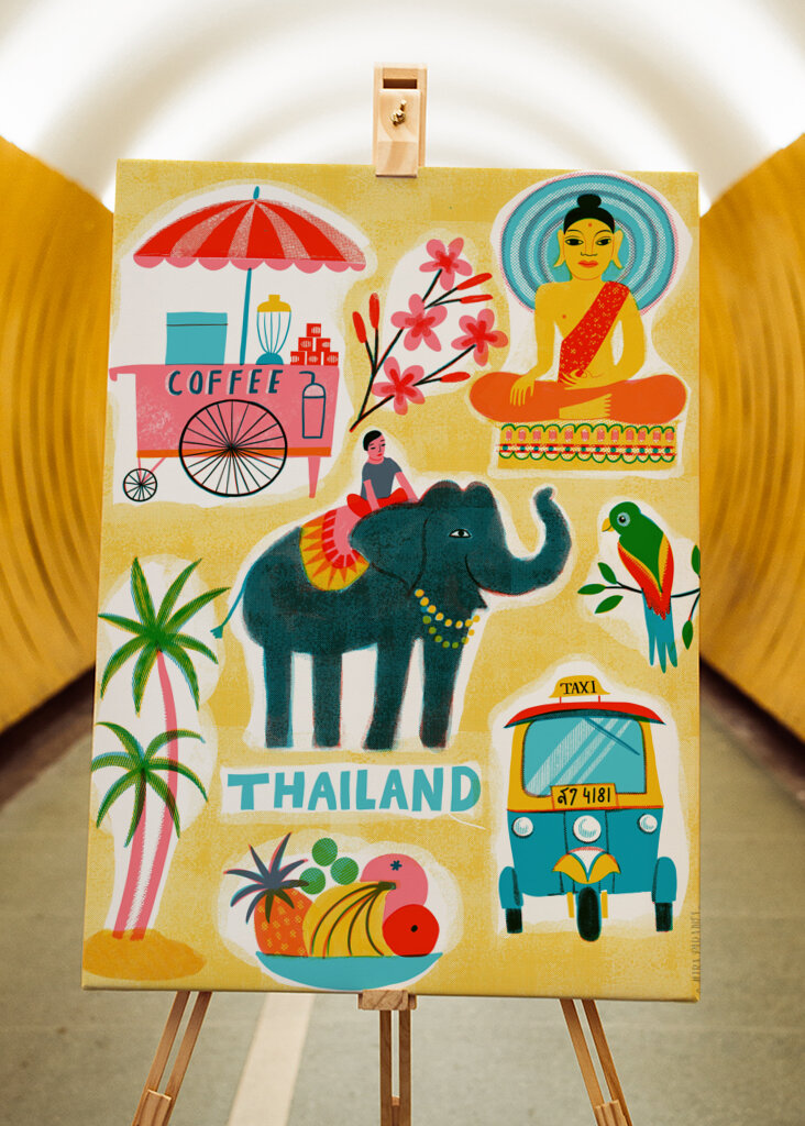 Screenprint Vintage Travel Thailand