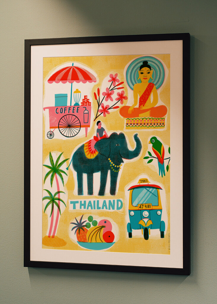 Screenprint Vintage Travel Thailand