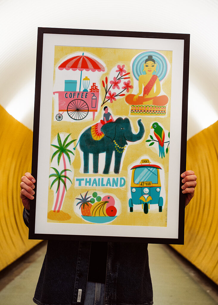 Screenprint Vintage Travel Thailand