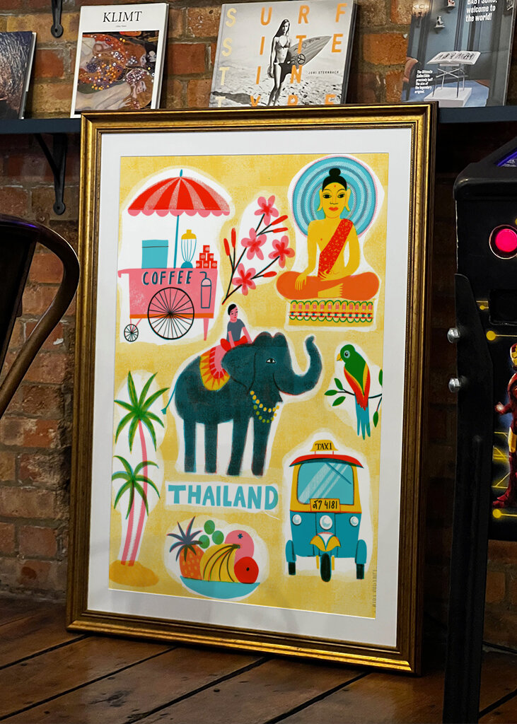 Screenprint Vintage Travel Thailand