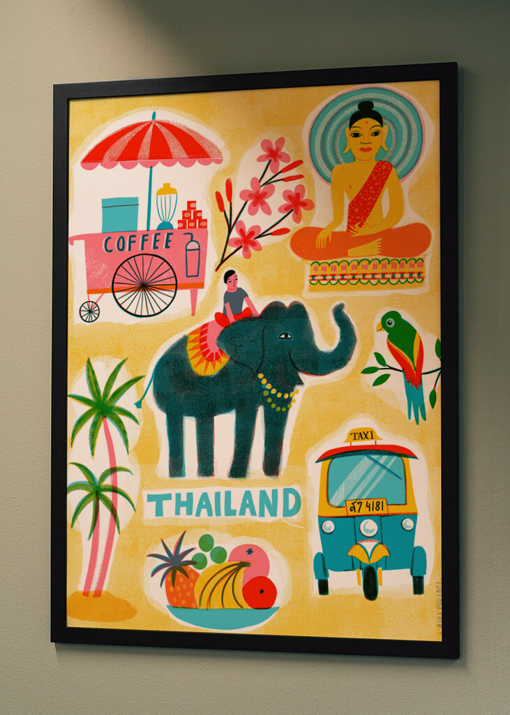 Screenprint Vintage Travel Thailand