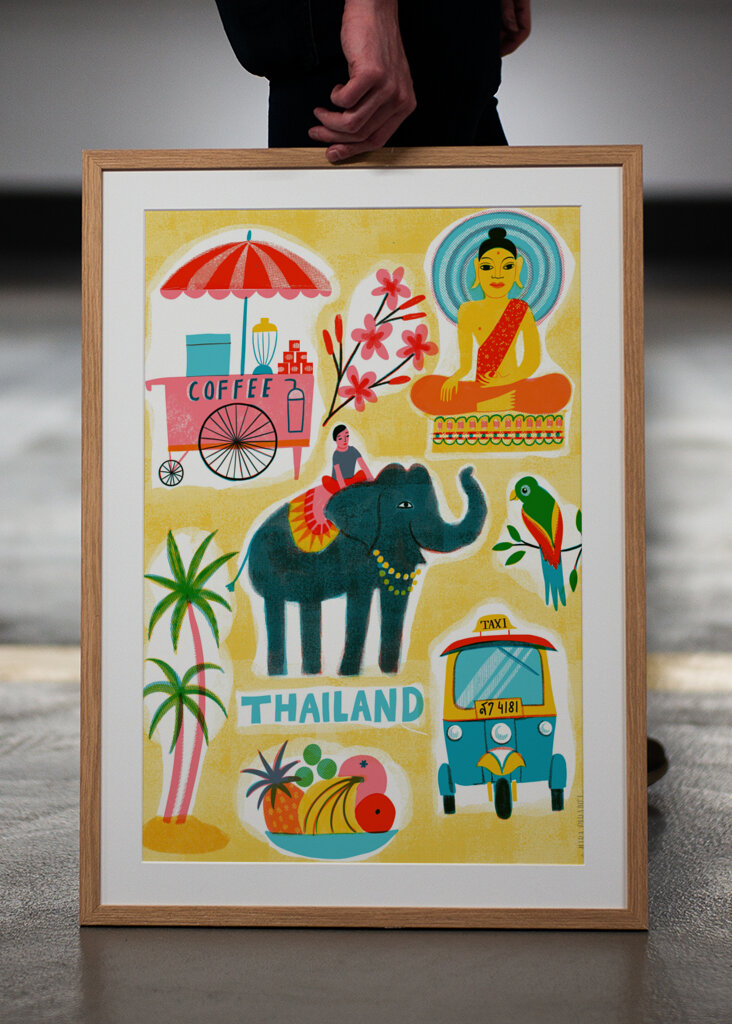 Screenprint Vintage Travel Thailand