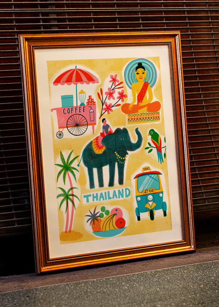 Screenprint Vintage Travel Thailand