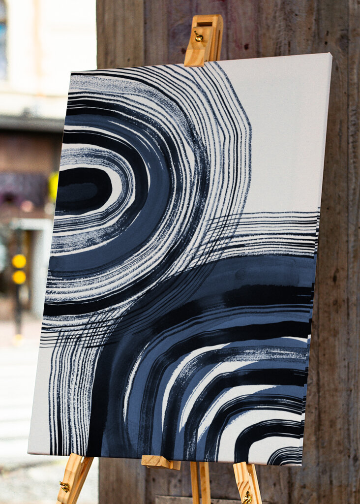 Concentric Blue and Black Brushstrokes