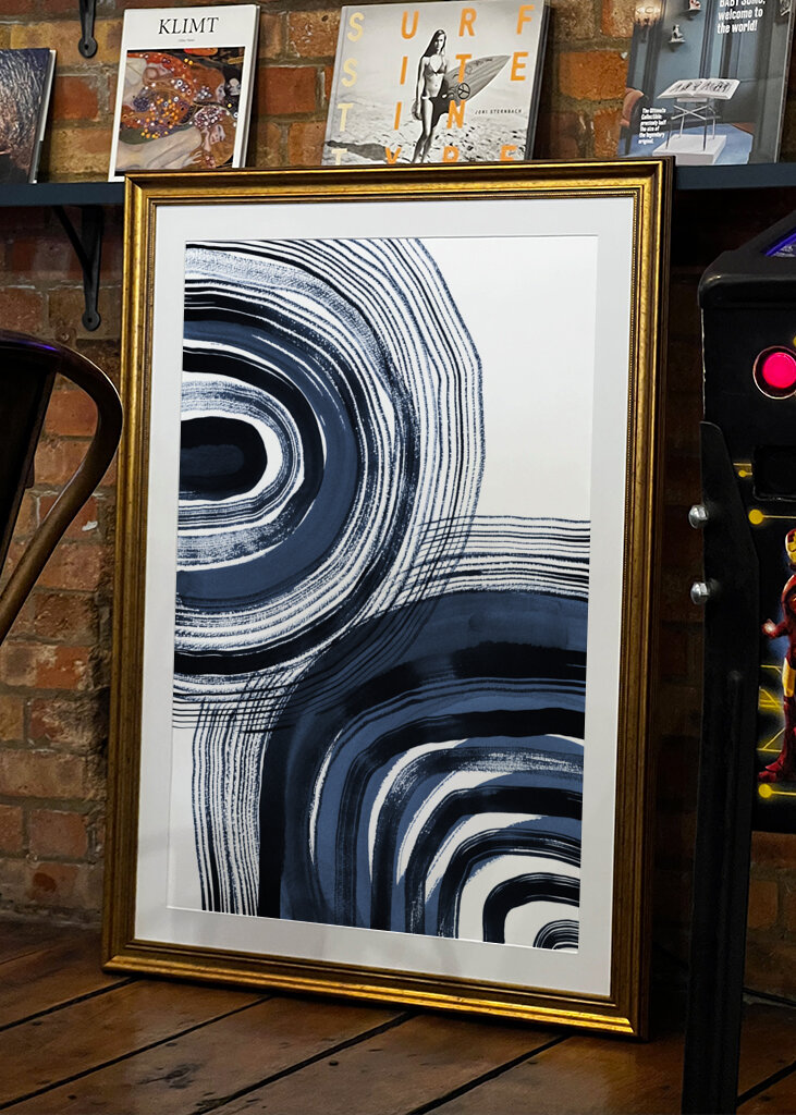 Concentric Blue and Black Brushstrokes