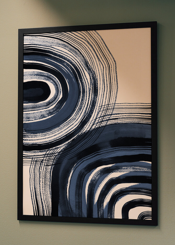Concentric Blue and Black Brushstrokes