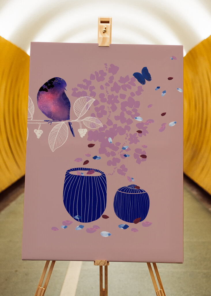 Fugl siddende på en gren