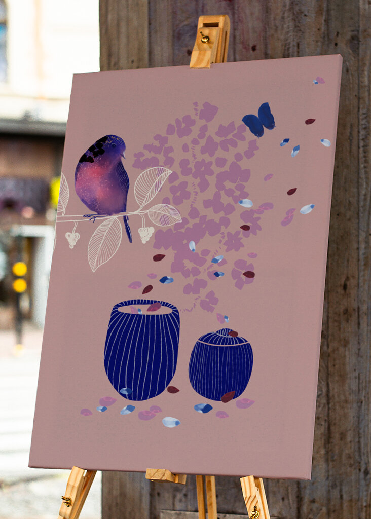 Fugl siddende på en gren