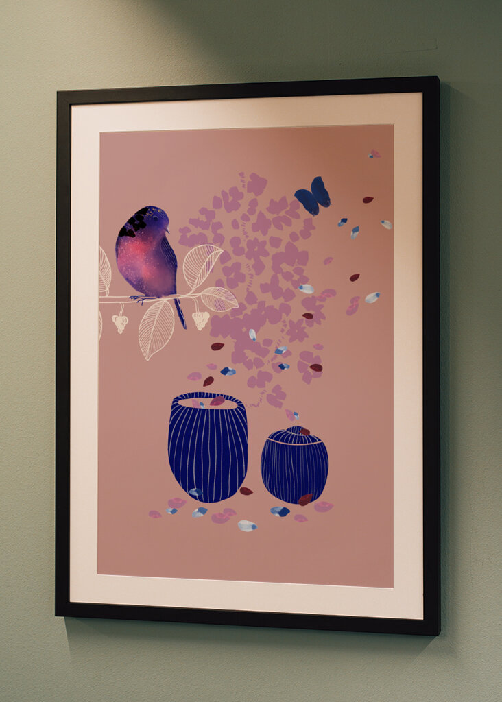 Fugl siddende på en gren