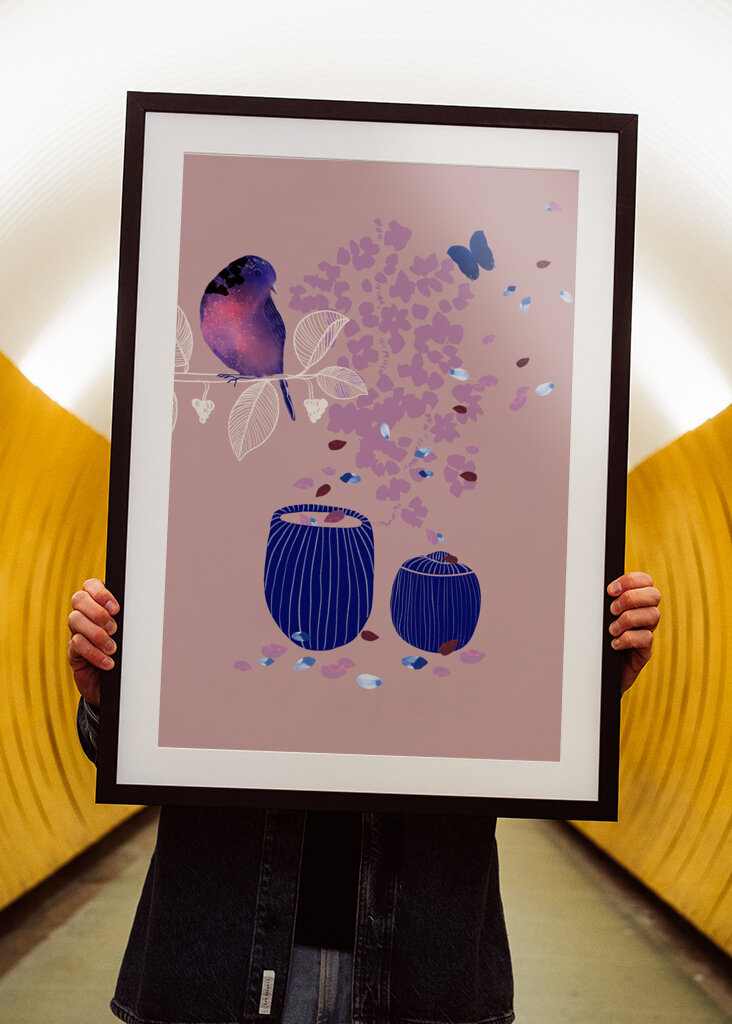 Fugl siddende på en gren