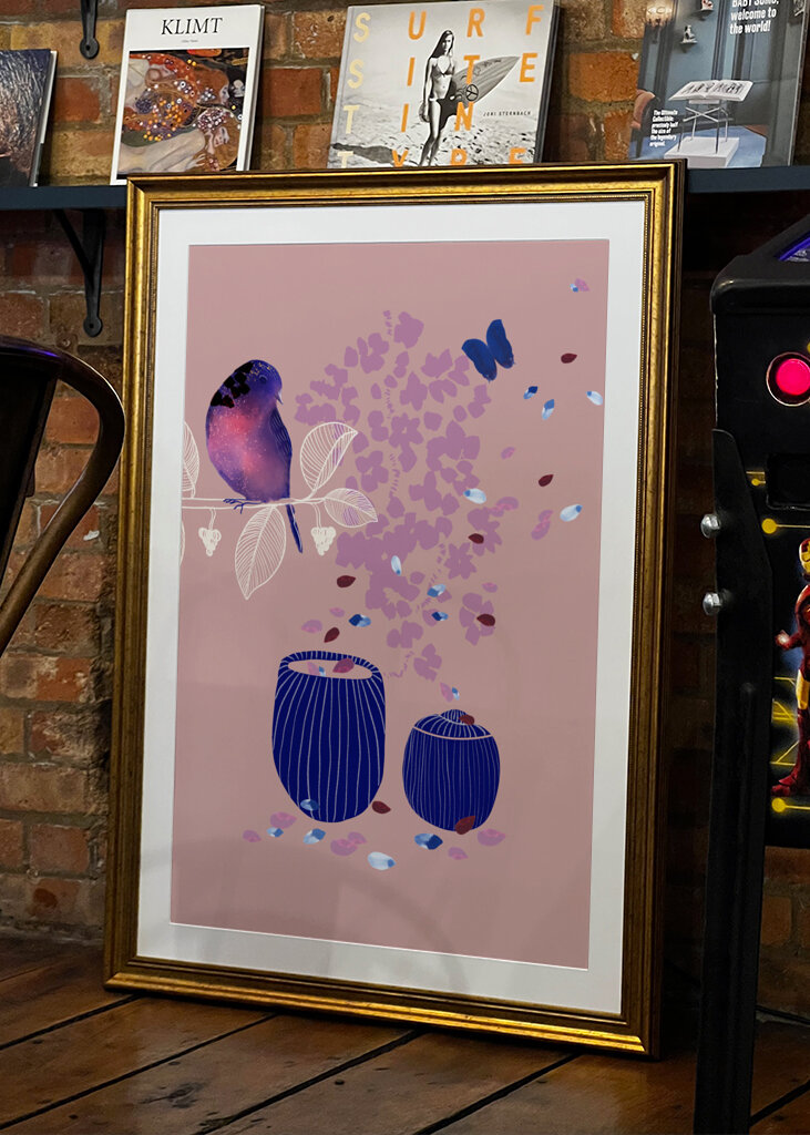 Fugl siddende på en gren