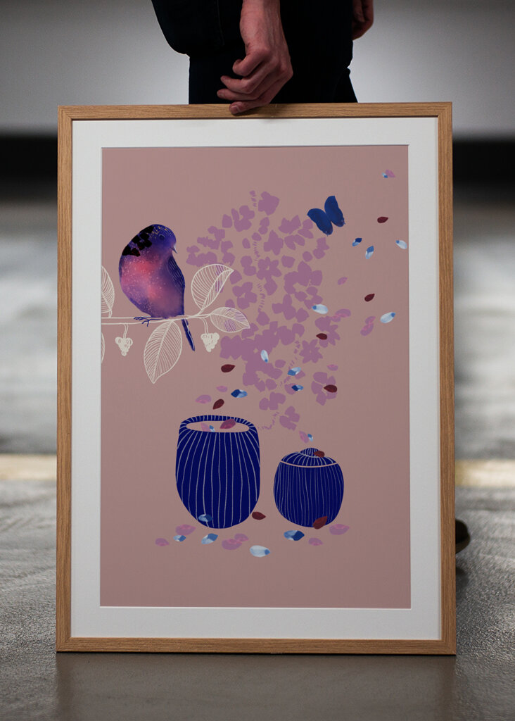 Fugl siddende på en gren