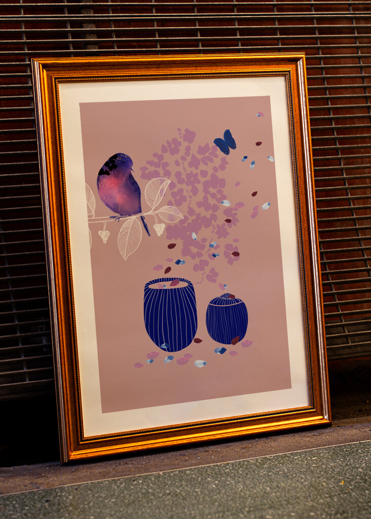 Fugl siddende på en gren