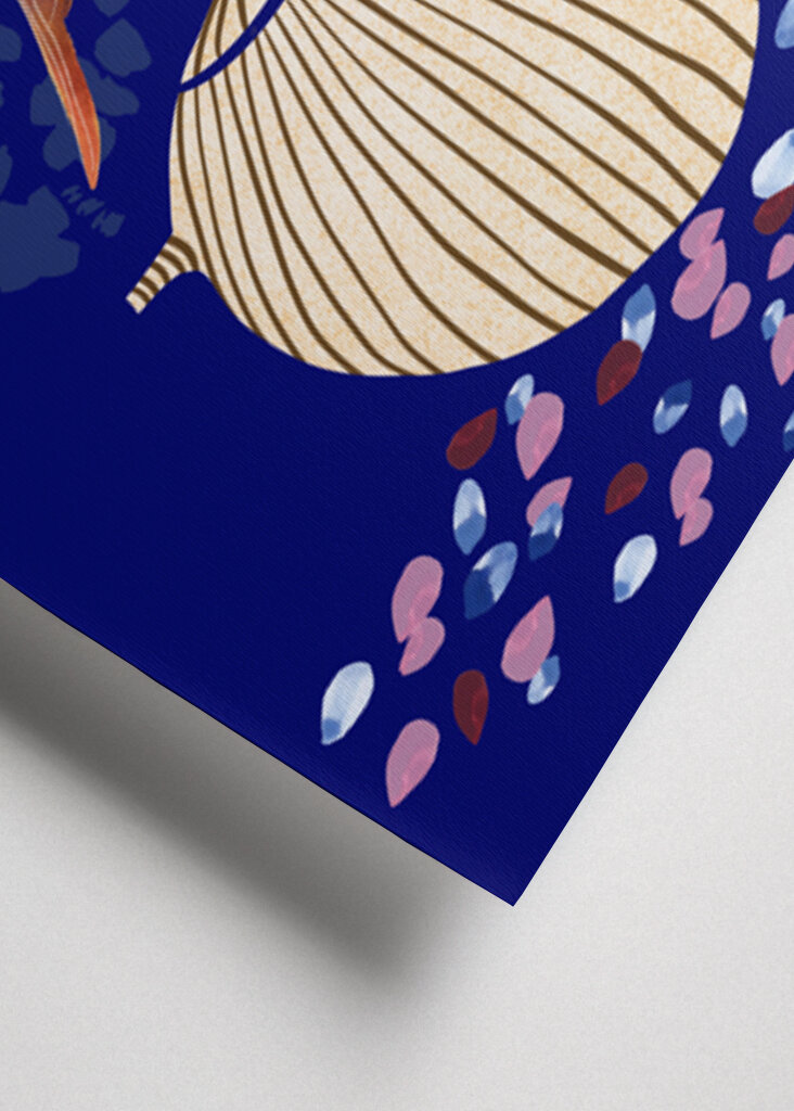 Red Bird Perched on a Striped Teapot