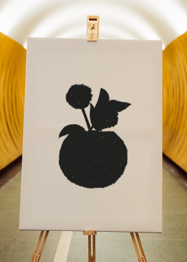 Silhouette of a Plant with Leaves